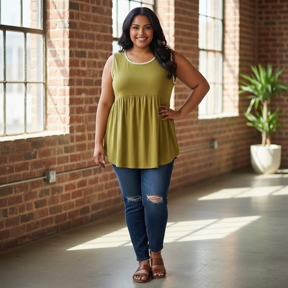 1275 - Zenana Sleeveless Avocado Top - Size 2XL - NWOT